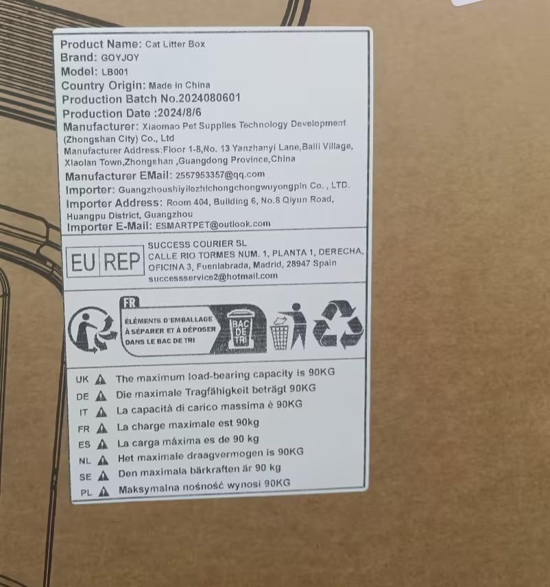 GOYJOY - Caja de Arena para Gatos Acero Inoxidable con Tapa Metal Cerrada XL extraíble Cubierta