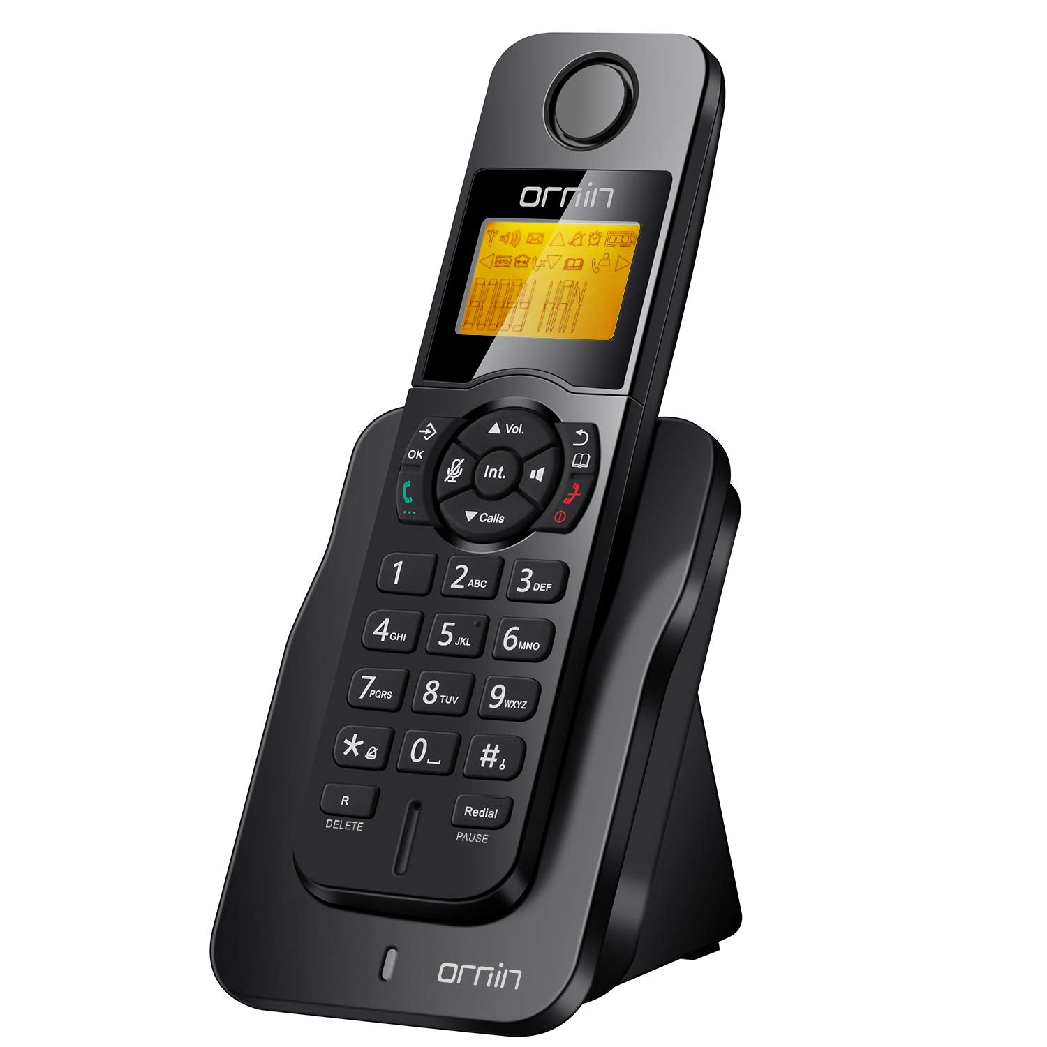 Ornin D1005 Teléfono inalámbrico para Uso doméstico y de Oficina, inyección de Aceite de Caucho (Paquete Individual, Negro)