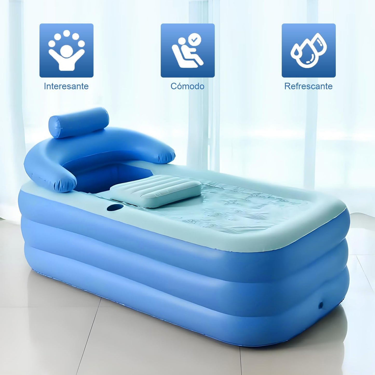 Bañera Inflable Rawtank Azul con Bomba de Aire y Cubierta para Adultos