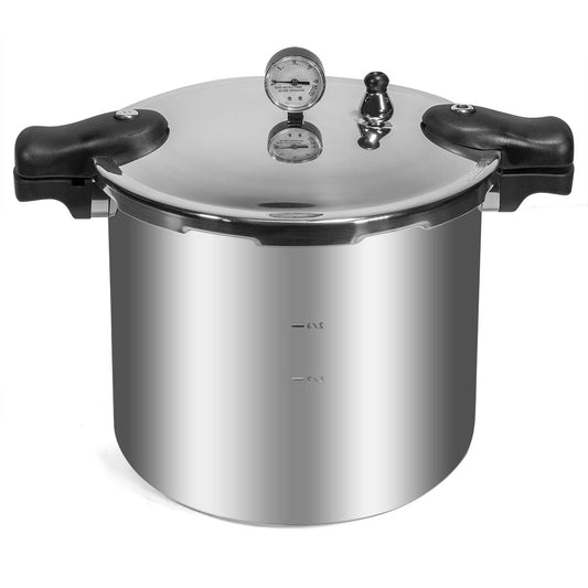 Barton - olla de presión de 22 cuartos de galón de capacidad, manómetro integrado con (1) estante, aluminio pulido