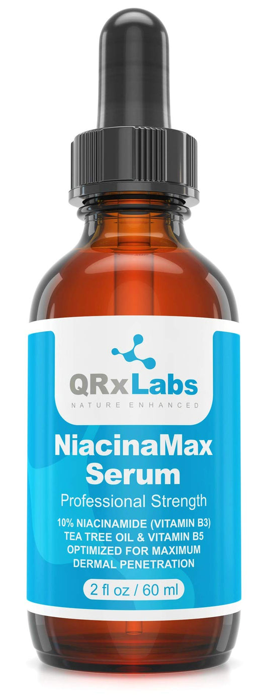 NiacinaMax Serum with 10% Niacinamide (Vitamin B3), Tea Tree Oil, Calendula Extract, Allantoin and Vit. B5 & E â€" Enhanced Dermal Penetration â€" Shrinks Pores & Reduces Blemishes on Skin â€" 2 oz / 60 ml