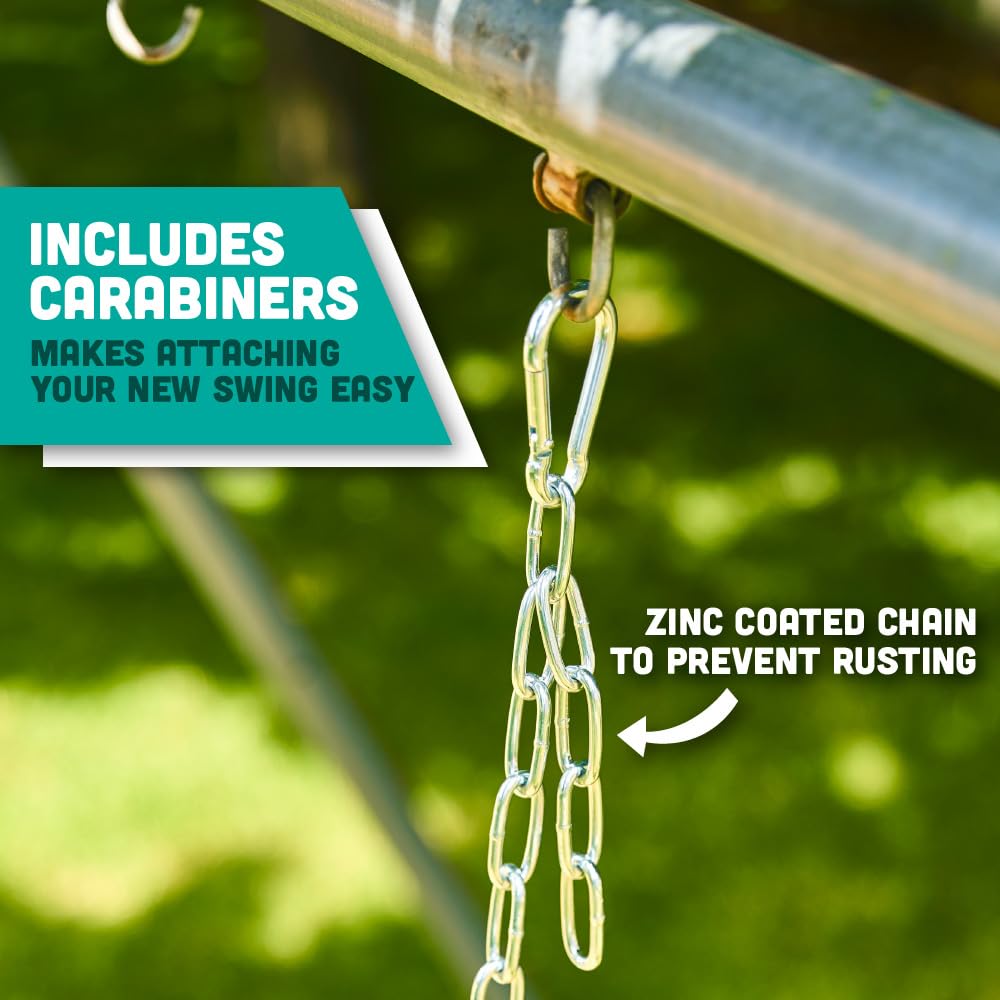 Asiento Oscilante de Alta Calidad con Respaldo Alto para Niños Pequeños Verde con Cadenas Revestidas de Plástico y Mosquetones para Fácil Instalación