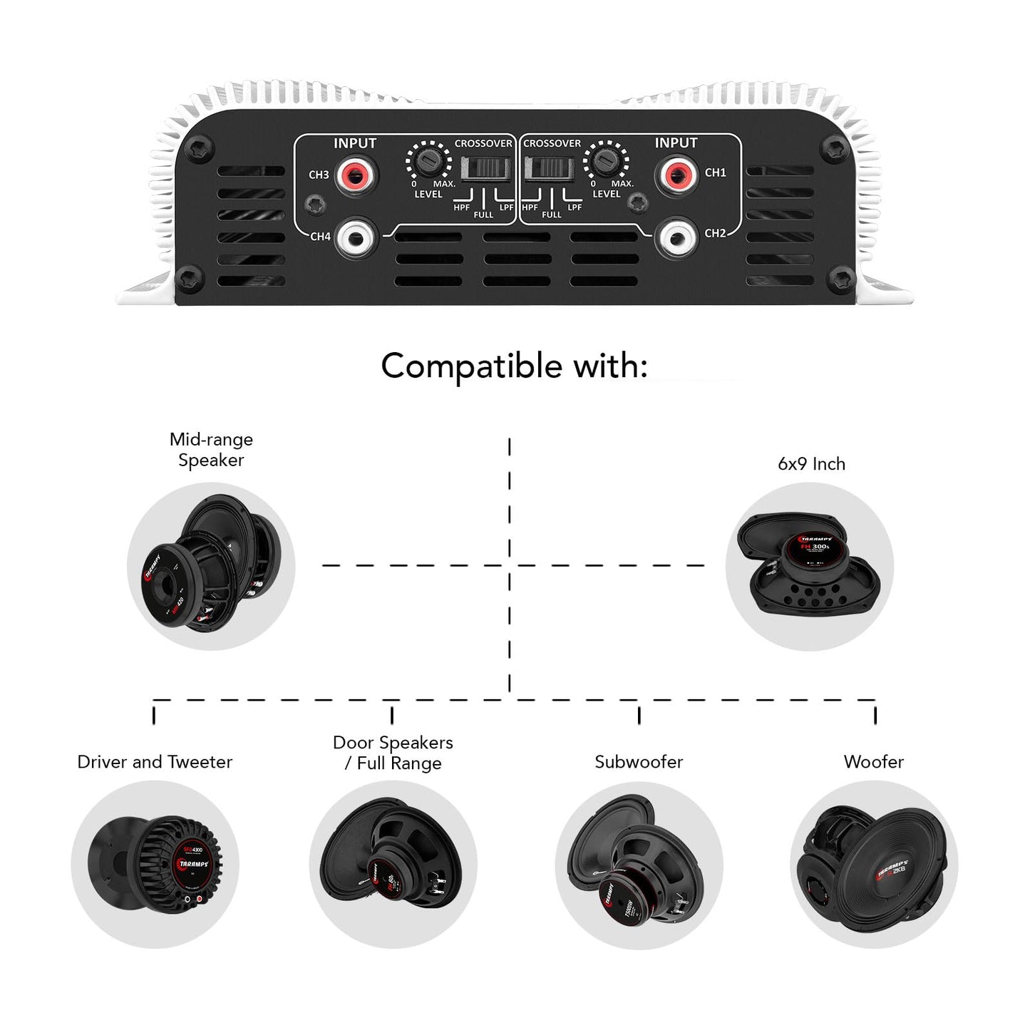 Amplificador Taramps DS 1200 x 4 ohmios 4 canales 1200 vatios
