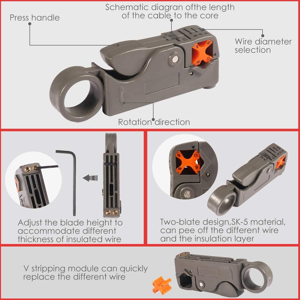 Crimpador de Cable Coaxial Voyzdx Azul con Conectores F para TV, Video y Audio