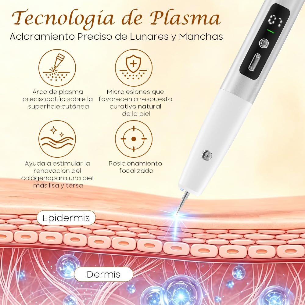 Plasma Pen, 15 Niveles de Ajuste, Con luz LED