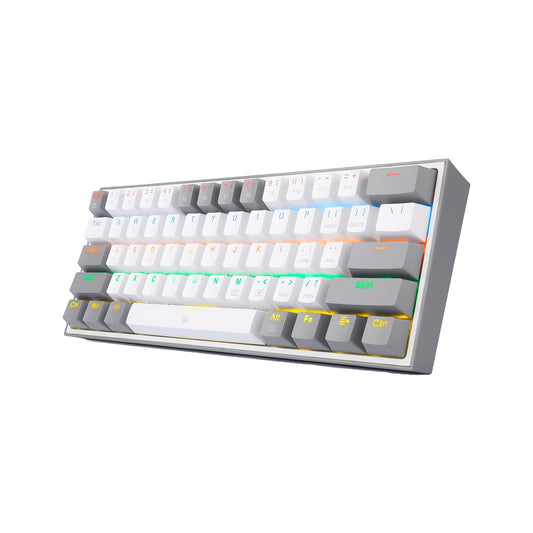 Teclado Mecánico Redragon Blanco Gris Switches Blue Iluminación Rainbow Gamer para PC
