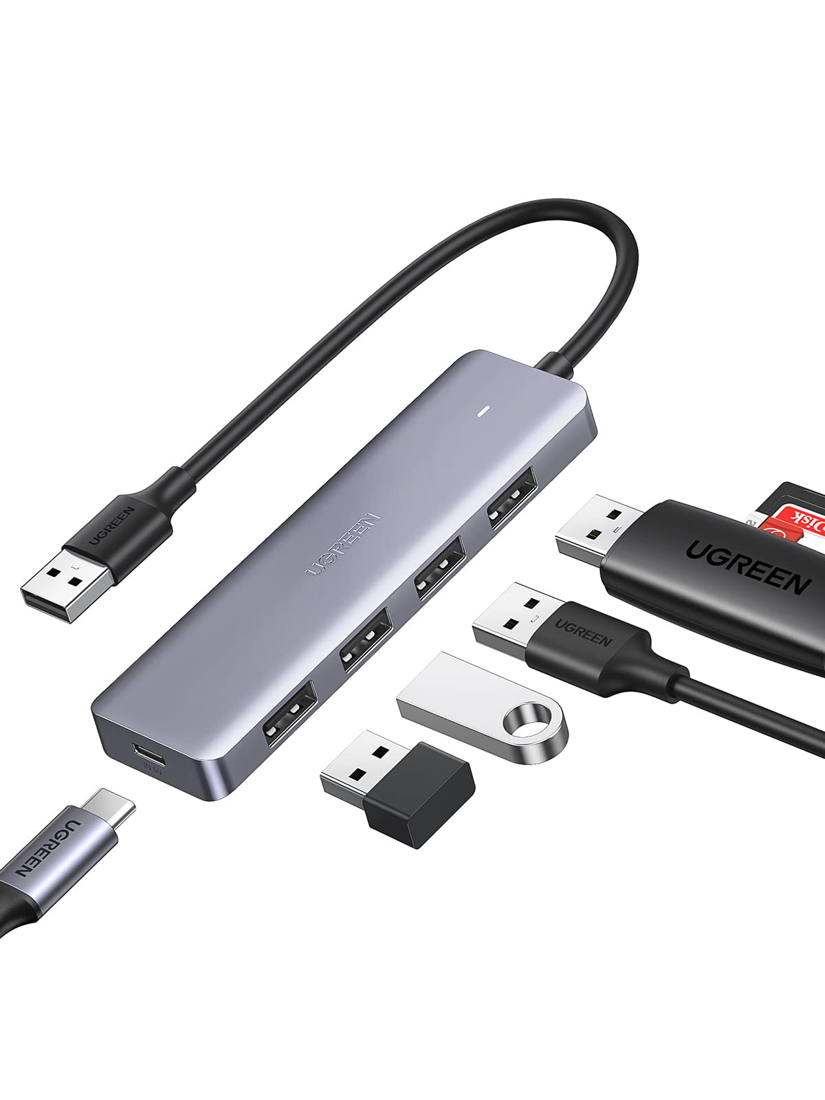 Hub USB 3.0 UGREEN Negro con 4 Puertos SuperSpeed para Macbook, PC y Consolas