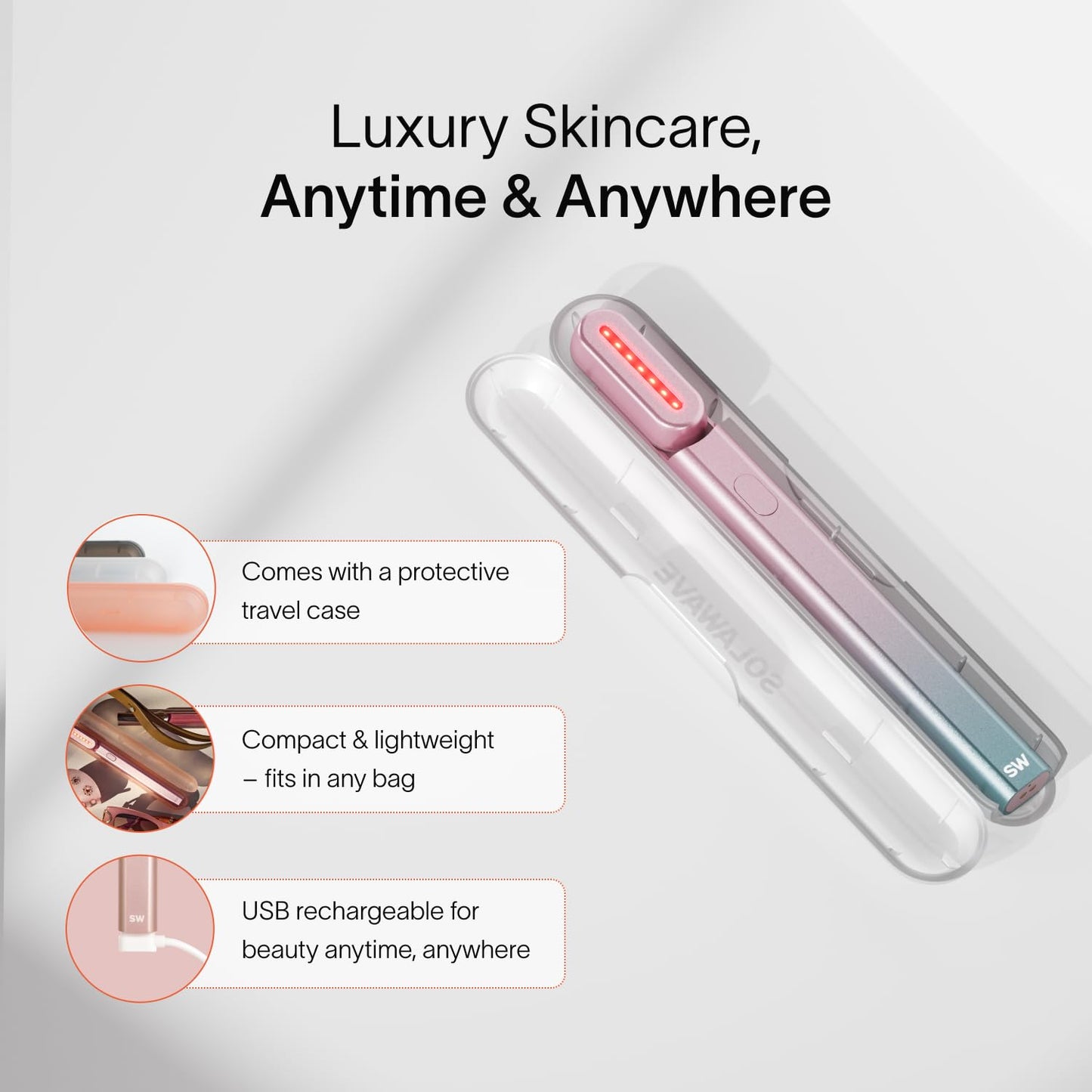 Varita de Renovación Radiante 4 en 1 Solawave azul rosa Ombre para el Cuidado de la Piel Facial