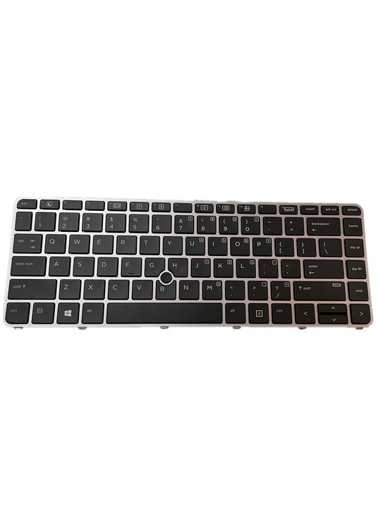 Teclado Southernintl Negro HP EliteBook 745 840 G3 G4 US con Retroiluminación y Marco Plateado con Punto de Ratón