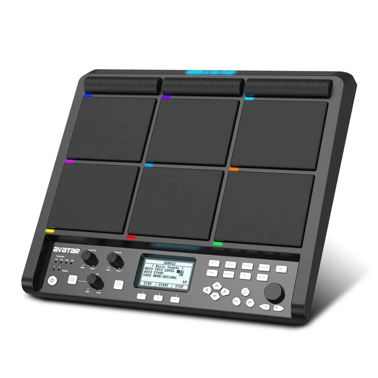 PD708 - Almohadilla de muestra para percusión y muestreo con 9 almohadillas para orejas de batería para rendimiento en vivo, más de 1000 sonidos integrados, almacenamiento de 32 GB, FX incorporado