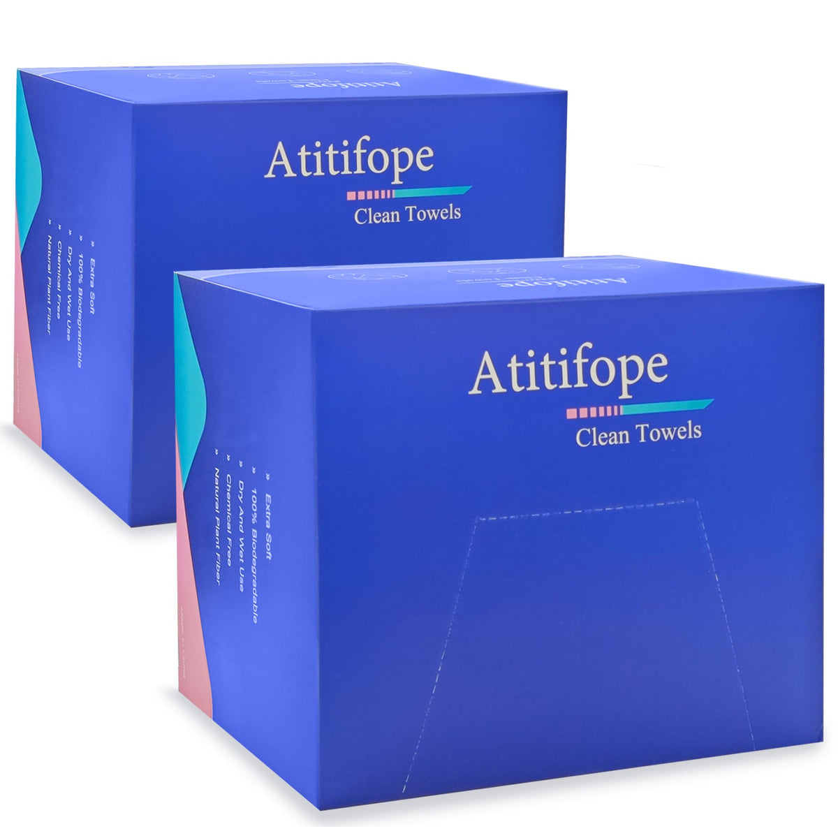 Atitifope Toallas faciales removedor de maquillaje, 100% biodegradables, paños de limpieza en seco (100 unidades (2 cajas)