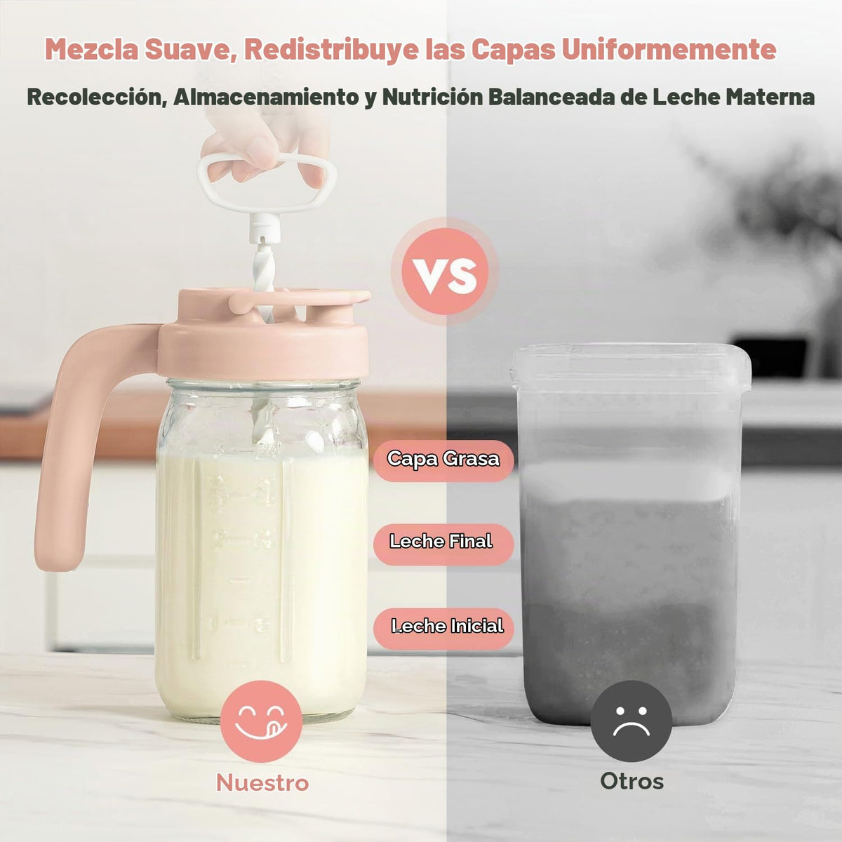 Papablic Glass - Jarra de leche materna, fórmula y recipiente de