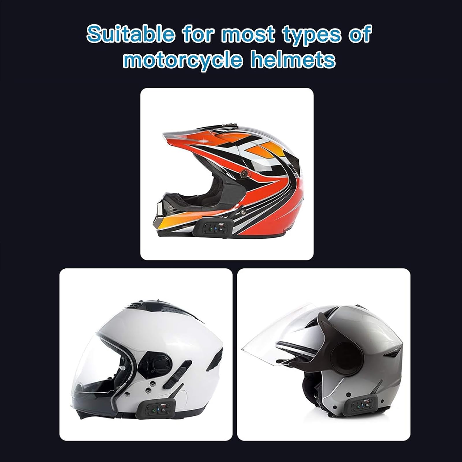 EJEAS V6 Motocicleta Auricular Bluetooth, 2 Riders 1200M Motocicleta Intercom Casco Sistema de Comunicación con Reducción de Ruido y Bluetooth 5.1 para Motociclismo Esquí y Escalada (2 Pack)