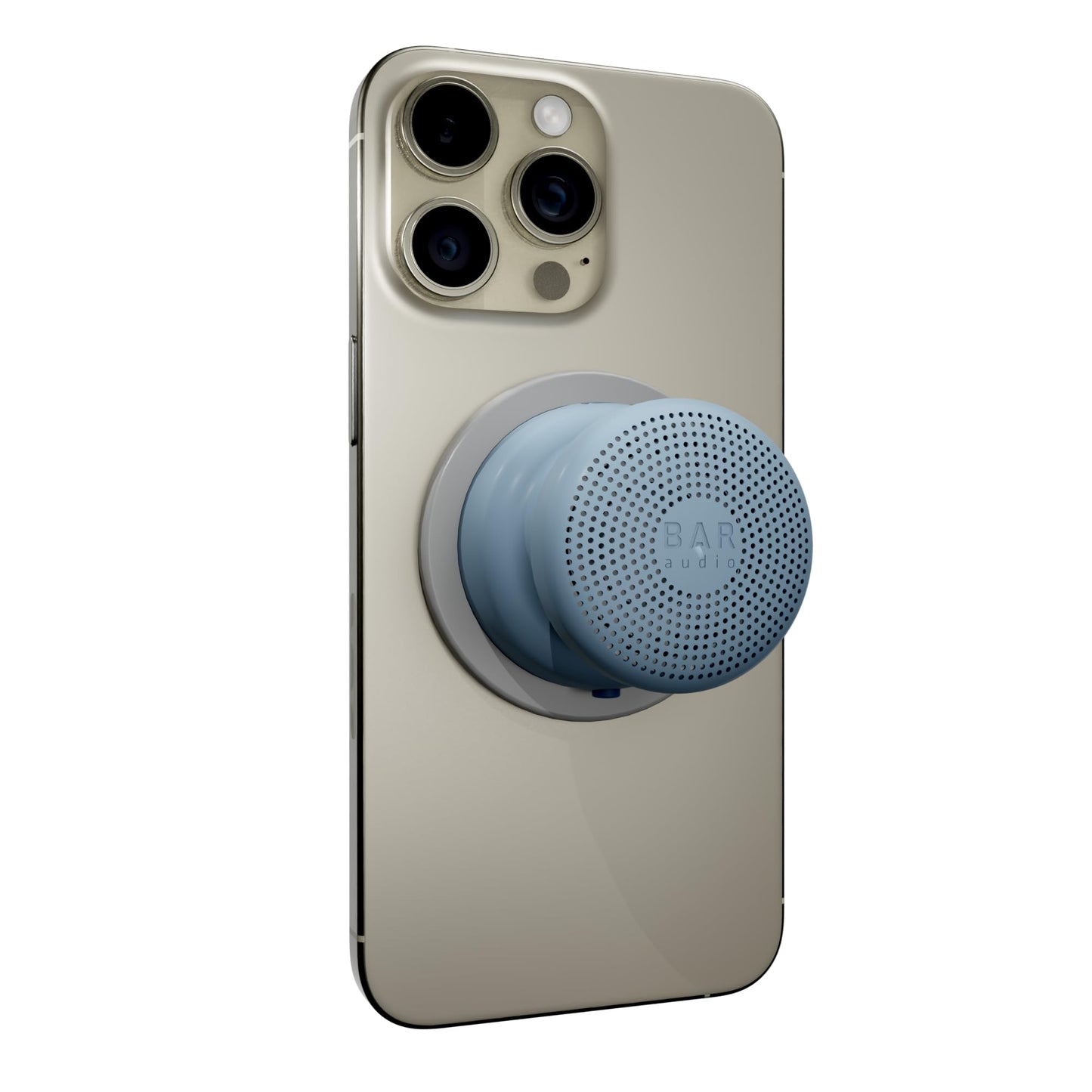 Cellhelmet Bar Audio Mini Mag Altavoz inalámbrico magnético compacto con audio potente, resistencia al agua IPX5, batería de 6 horas y montaje compatible con MagSafe en gris pizarrón y azul brillante