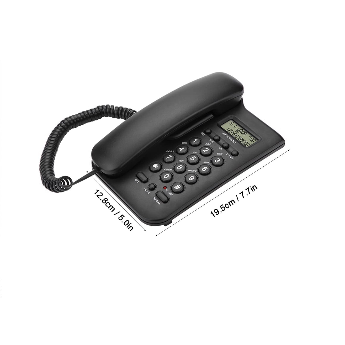 Eboxer Teléfono Fijo de Escritorio con Cable, FSK/DTMF Doble Línea, para Casa, Oficina y Hotel, Color Negro