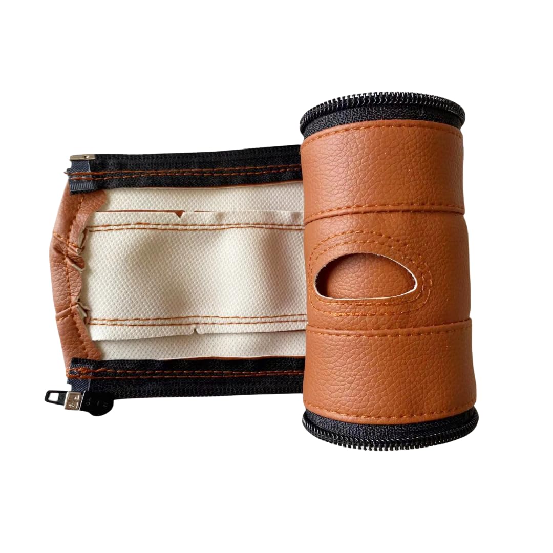Funda de Piel Sintética MINILUJIA Café Claro con Cierre Extraíble para Manubrio Compatible con Asientos de Coche y Cochecitos Doona