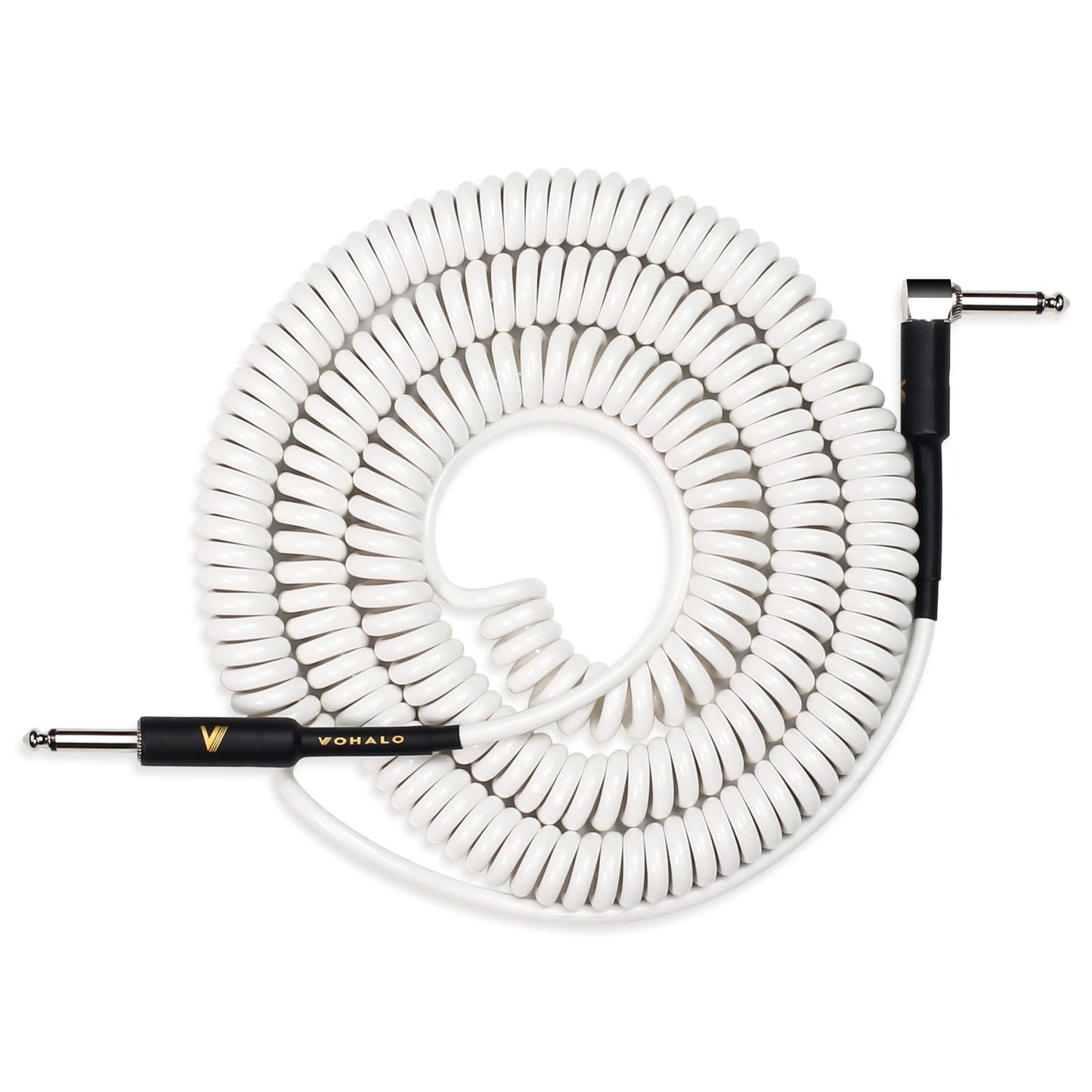 Cable de Guitarra VOHALO Blanco Rizado 10M 1/4 Pulgada Ángulo Recto a Recto