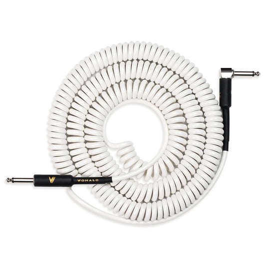 Cable de Guitarra VOHALO Blanco Rizado 10M 1/4 Pulgada Ángulo Recto a Recto