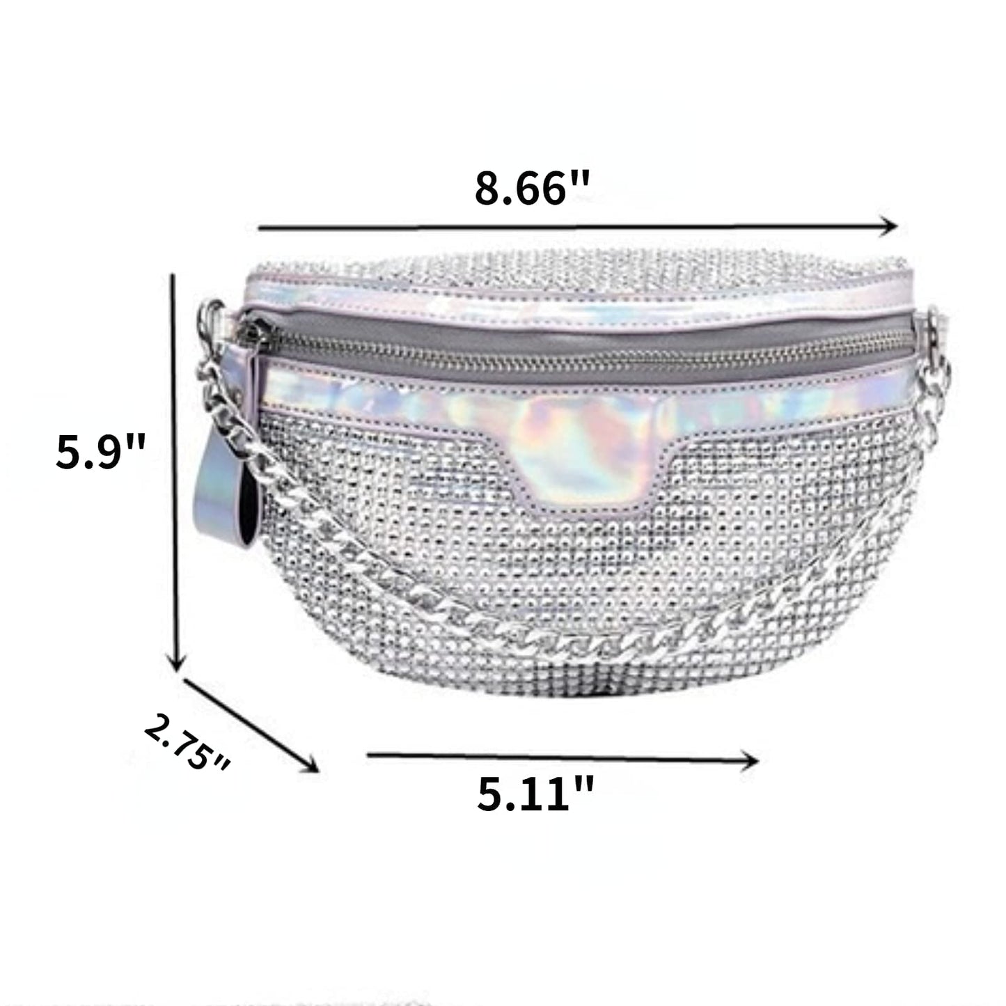 Riñonera Moda Piel A-Plata con Cadena Gruesa para Mujer