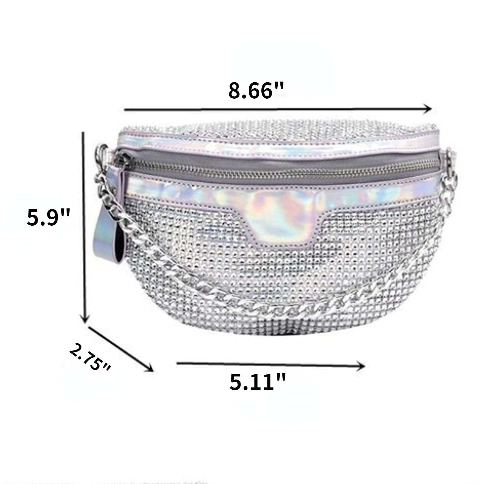 Riñonera Moda Piel A-Plata con Cadena Gruesa para Mujer