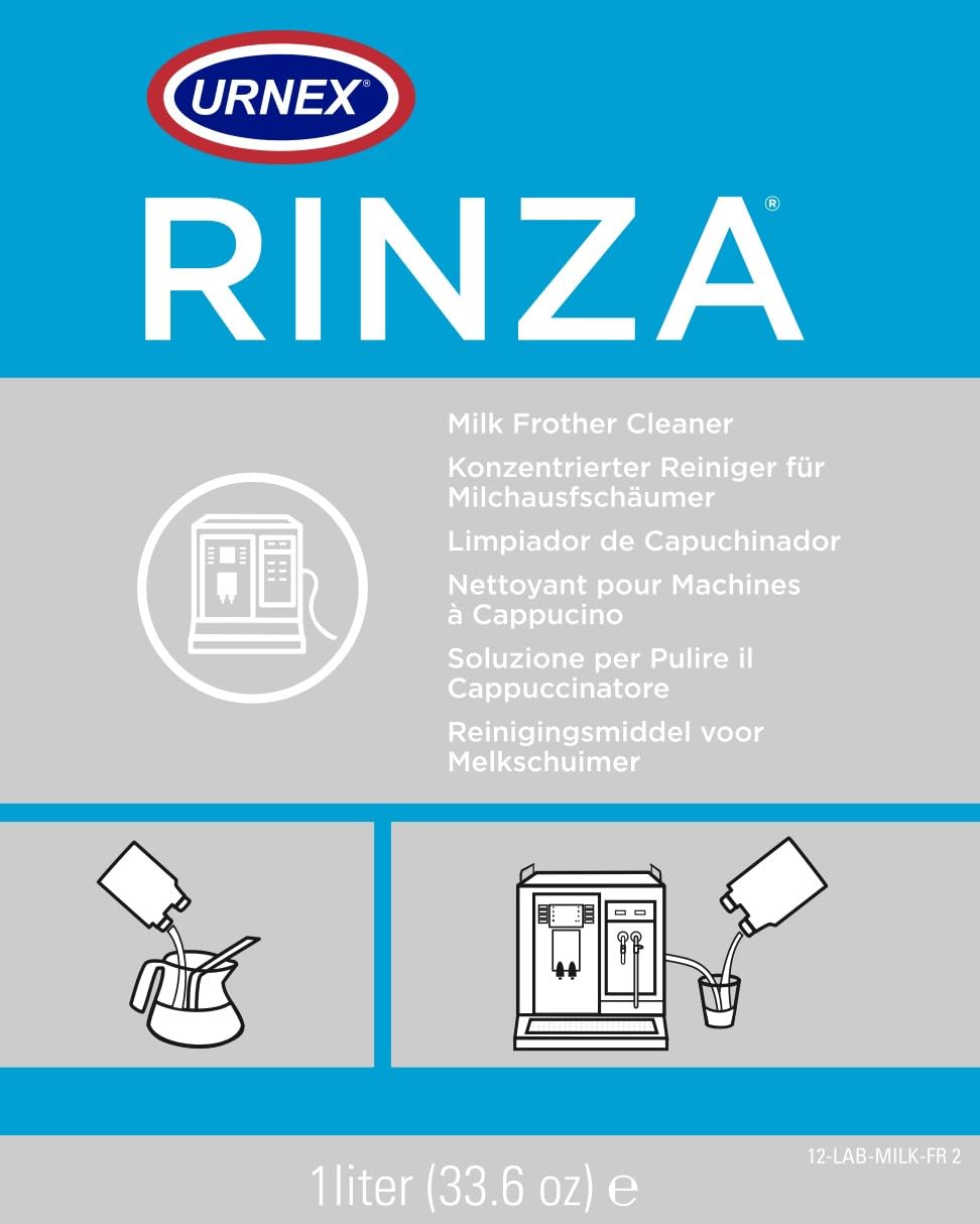 Limpiador de Espumador de Leche Urnex Rinza Alcalino de 33.5 Onzas