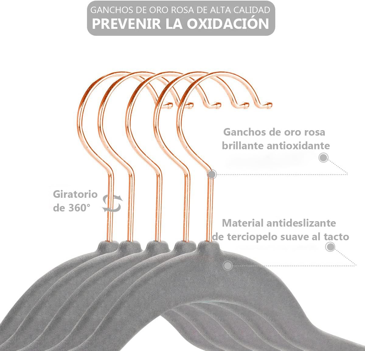 VADUMA Paquete de 30 Percha de Terciopelo con Ranura en U Antideslizante para bebé, Gancho 360 Giratorio Perchas Ultra Delgada, Perchas de Ropa para Organizador de clóset para niños y niñas (Gris)