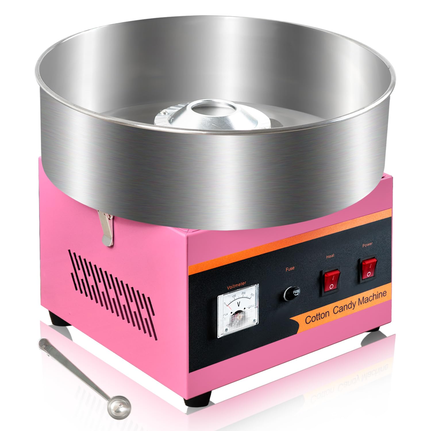 Máquina comercial de algodón de caramelo, máquina de algodón de 110 V 1000 W, máquina de hacer hilo de caramelo, hacer malvaviscos, con tazón de acero inoxidable, cuchara de azúcar, revestimiento