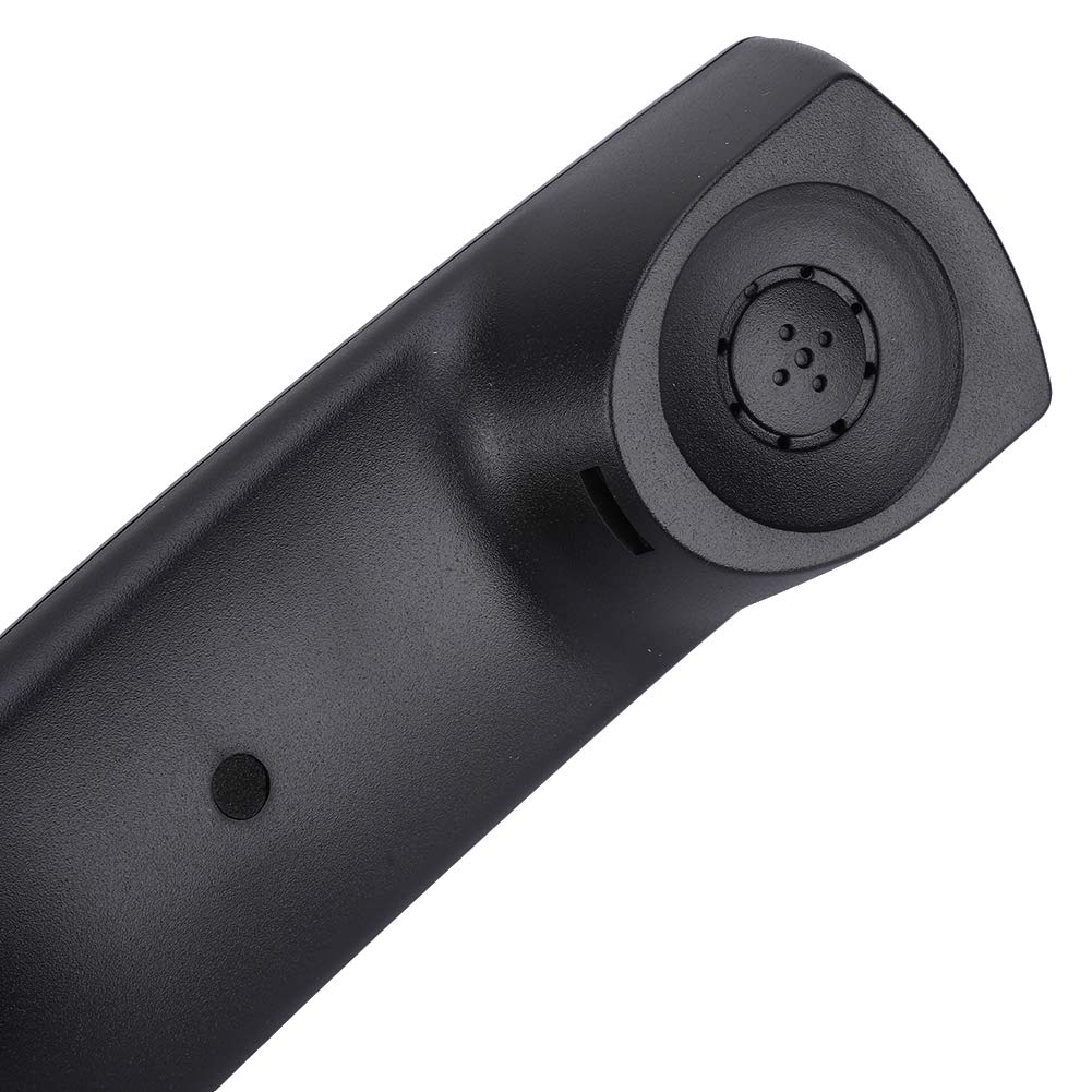 Teléfono Fijo, teléfono de Escritorio con identificador de Llamadas, teléfono con de extensión de Doble Puerto, Cable con Cable y Altavoz (Negro)