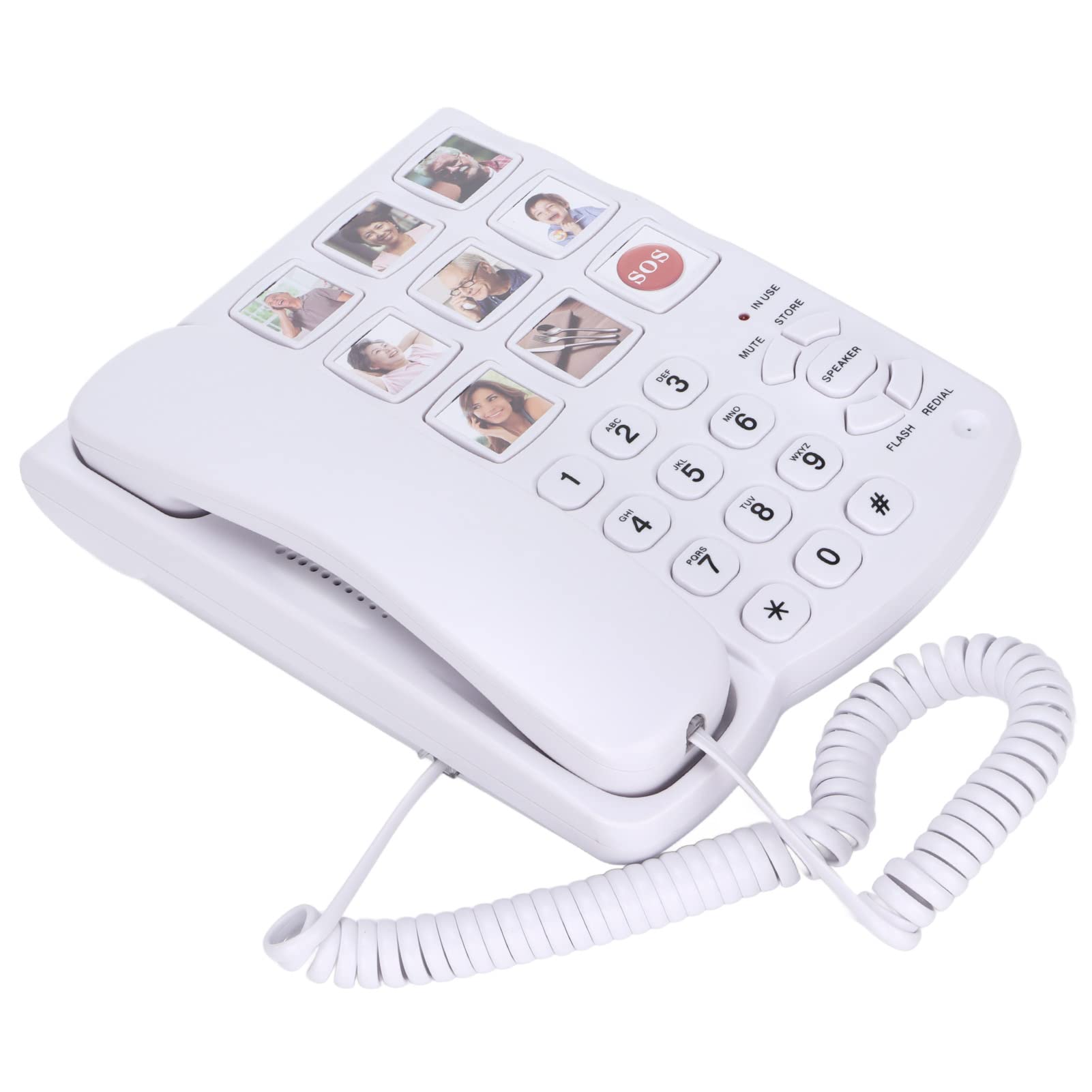 fansheng Teléfonos de Botones Grandes para Personas Mayores, con Discapacidad Auditiva, Teléfono Fijo con Cable Y Tonos de Llamada Súper Fuertes para Hogar, Teléfono de Escritorio con Cable