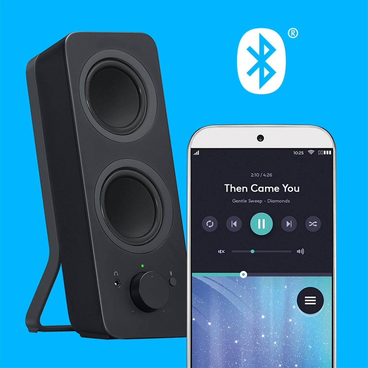 Logitech Z207 Sistema de Bocinas Bluetooth para PC, Sonido Estéreo, 10W de Pico, Entrada Audio 3.5 mm, Toma Auriculares, Multidispositivos, Ordenador/TV/Smartphone/Tablet - Negro