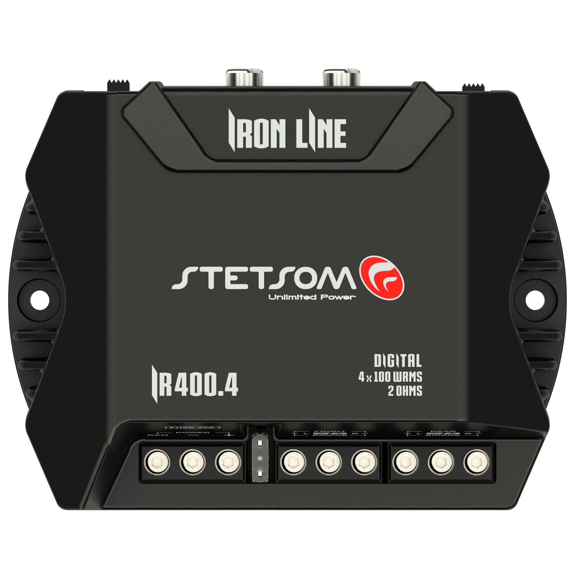 Amplificador Compacto IR400.4 STETSOM 2 Ohms Iron Line para Auto 400W 4 Canales