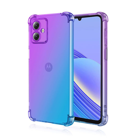 DABUNA Funda para Moto G14 Case Uso Rudo,Transparente Colores Degradados Protectora de Cámara Anticaída Carcasa Bumper(Púrpura Azul)