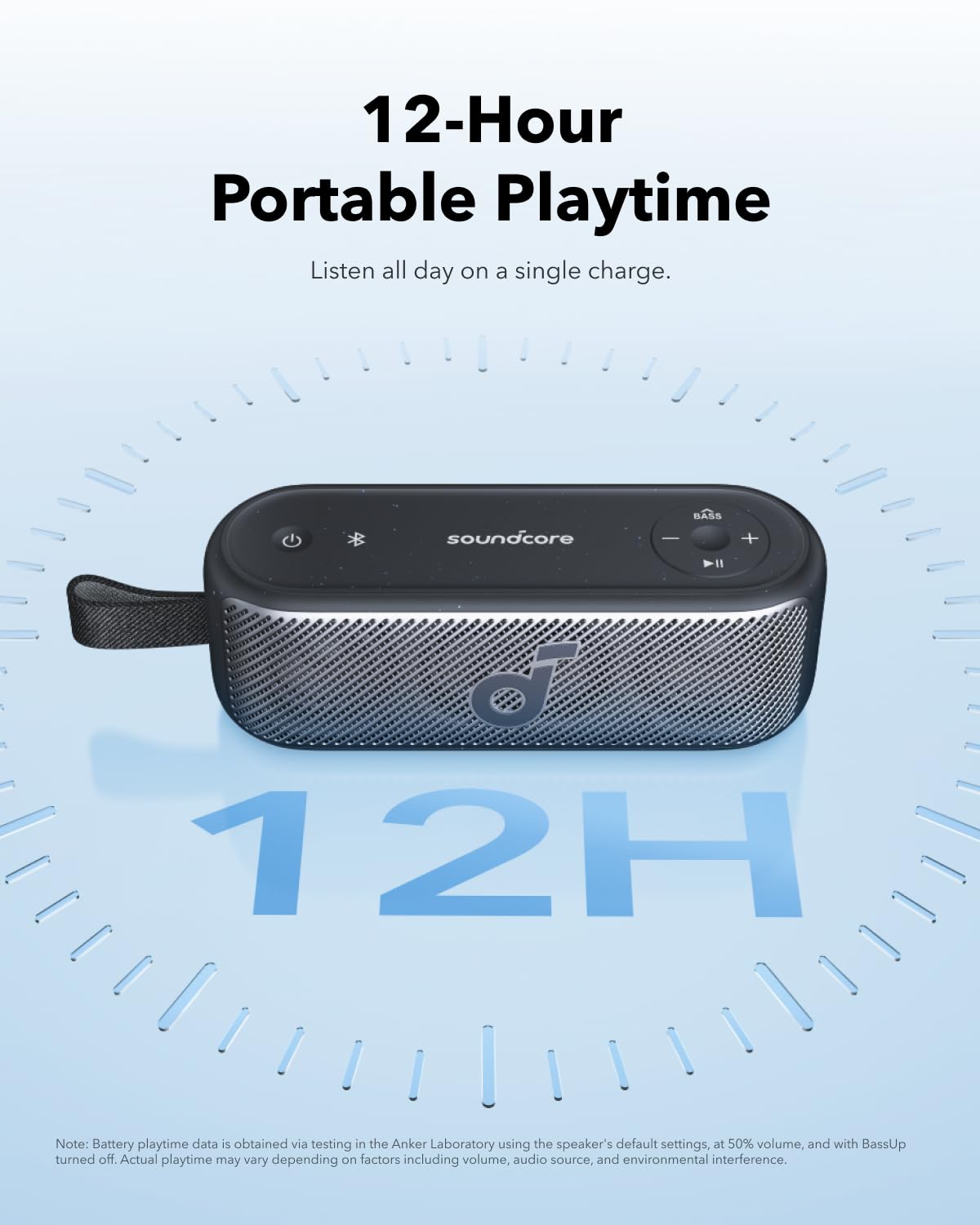 Soundcore by Anker Motion100 Bocinas Portátiles Bluetooth Hi-Res, Controladores de Rango Completo, Graves Impactantes, Ecualizador Personalizable, IPX7, Ideal para Exteriores