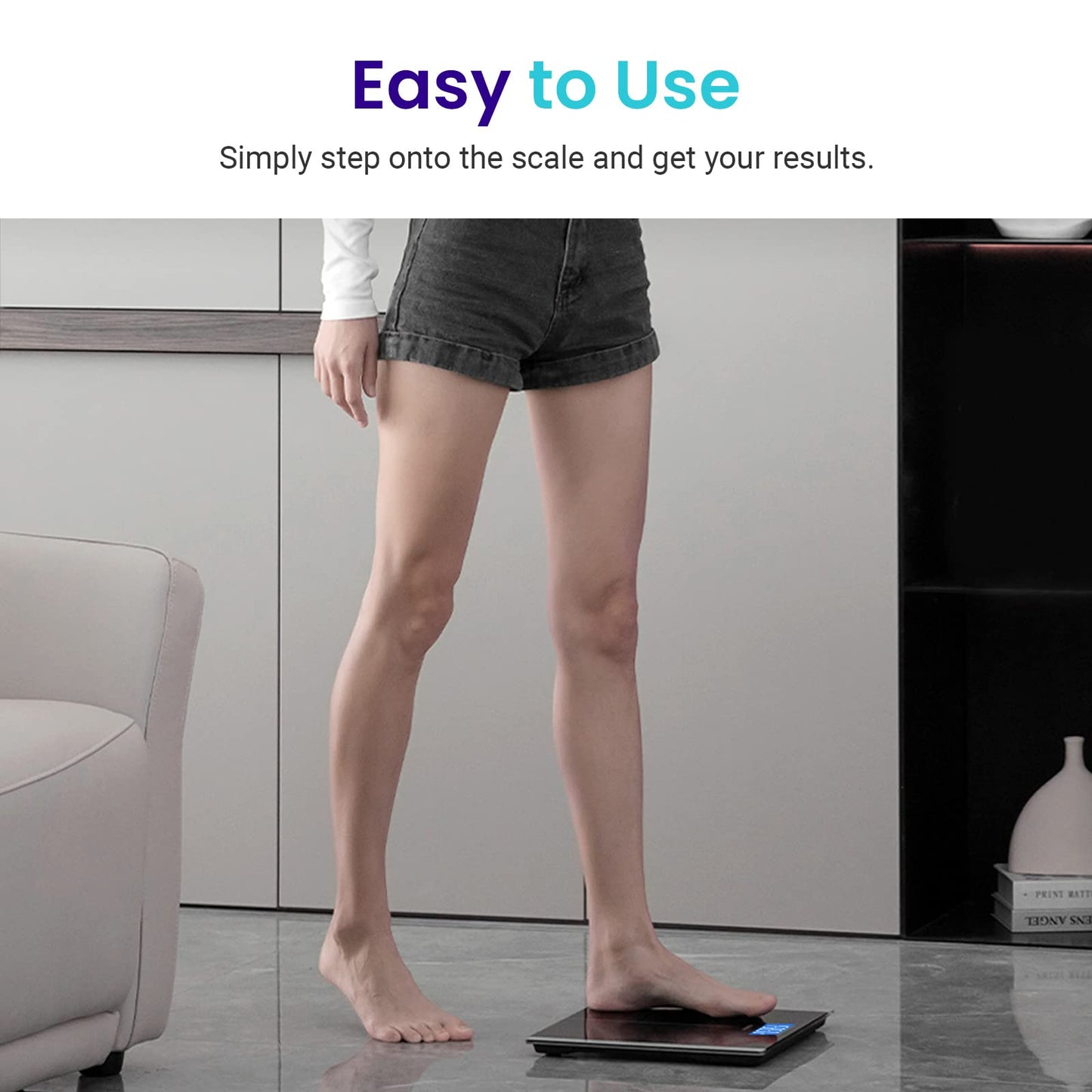 Báscula Digital Corporal Etekcity Negra con Tecnología Step-On y Cinta Métrica Incluida