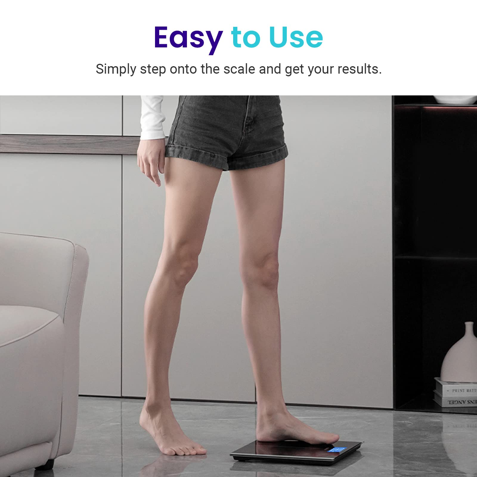 Báscula Digital Corporal Etekcity Negra con Tecnología Step-On y Cinta Métrica Incluida