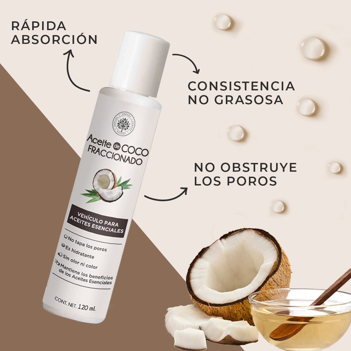 Árbora Aceite de Coco Fraccionado y Almendras para piel uñas y cabello