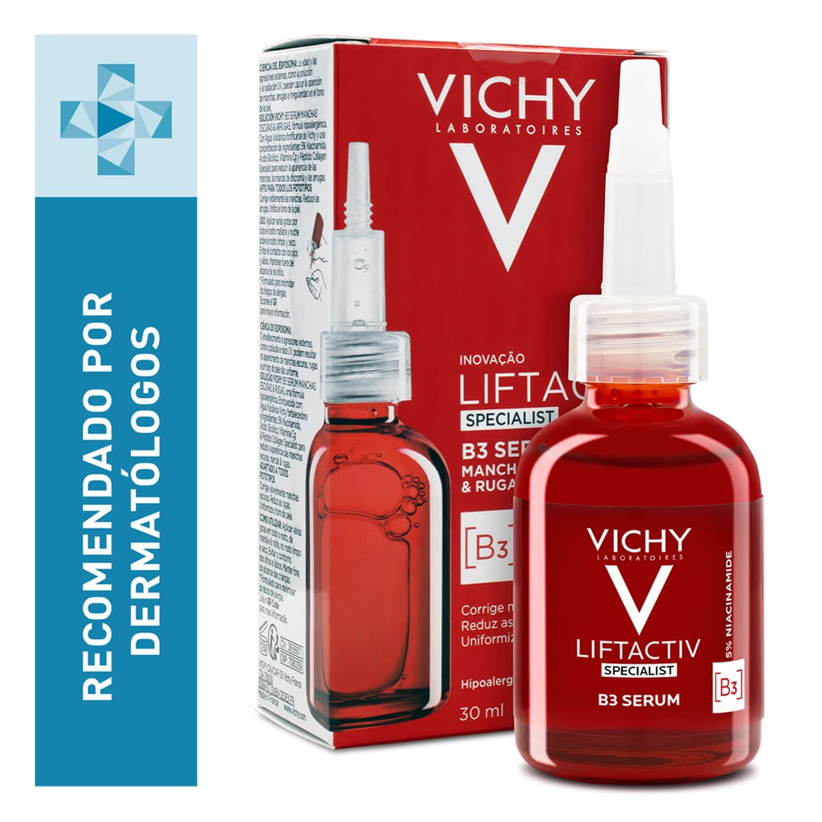 Serum B3 Anti-Manchas Oscuras y Anti-Arrugas Vichy Liftactiv Specialist 30 ml + Minéral 89 - Ácido Hialurónico en suero diario para rostro que fortalece e hidrata la piel