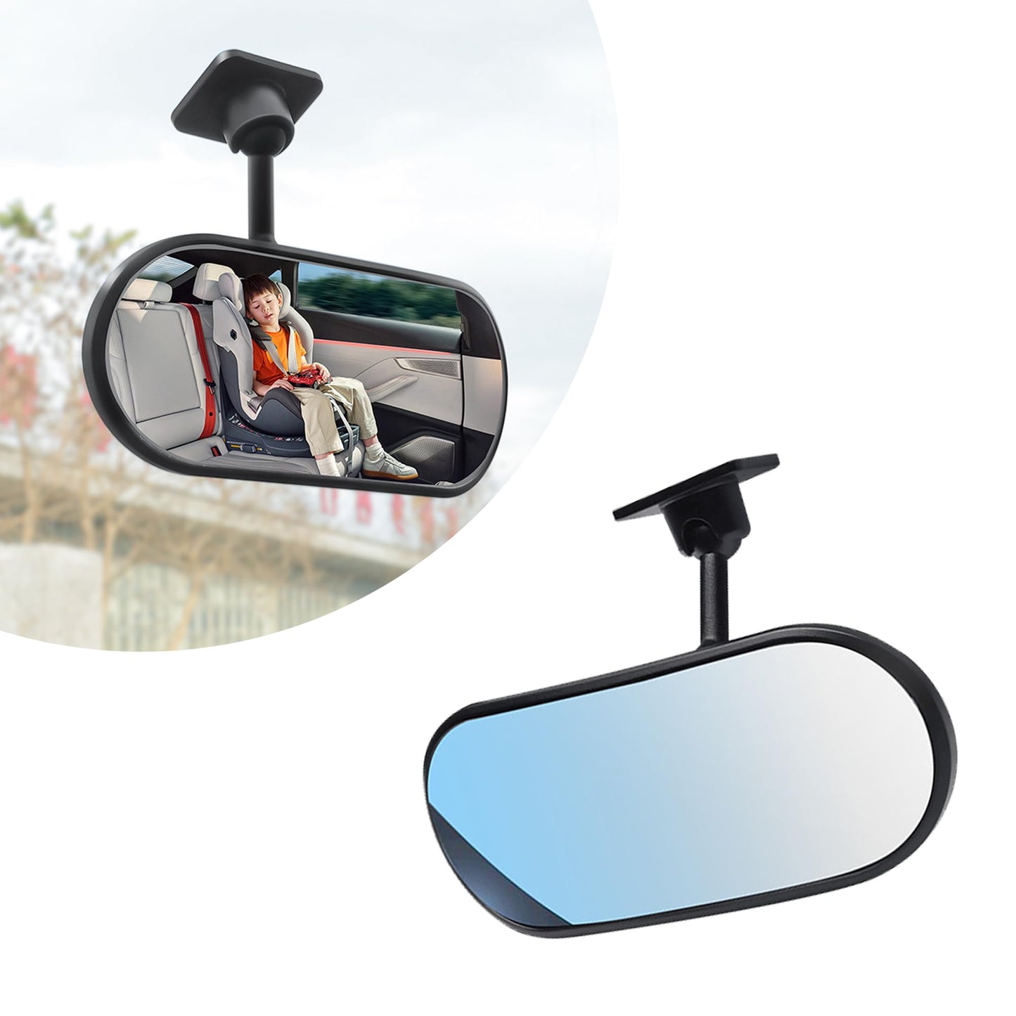 Gilovc - Espejo de coche para bebé, espejos retrovisores HD ajustables de 360° que proporcionan un amplio campo de visión y observación del asiento trasero, espejos convexos automáticos, espejo de