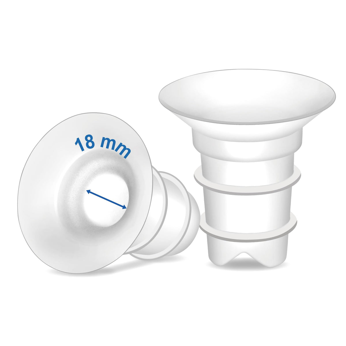 Maymom Inserts de Embudo 18 mm Compatibles con Shields Spectra, Medela 24 mm, Momcozy S9 Pro/S12 Pro, Willow Wearable Cup. Compatible con Medela Freestyle, Harmony, para reducir de 24 mm a 18 mm; 2 unidades