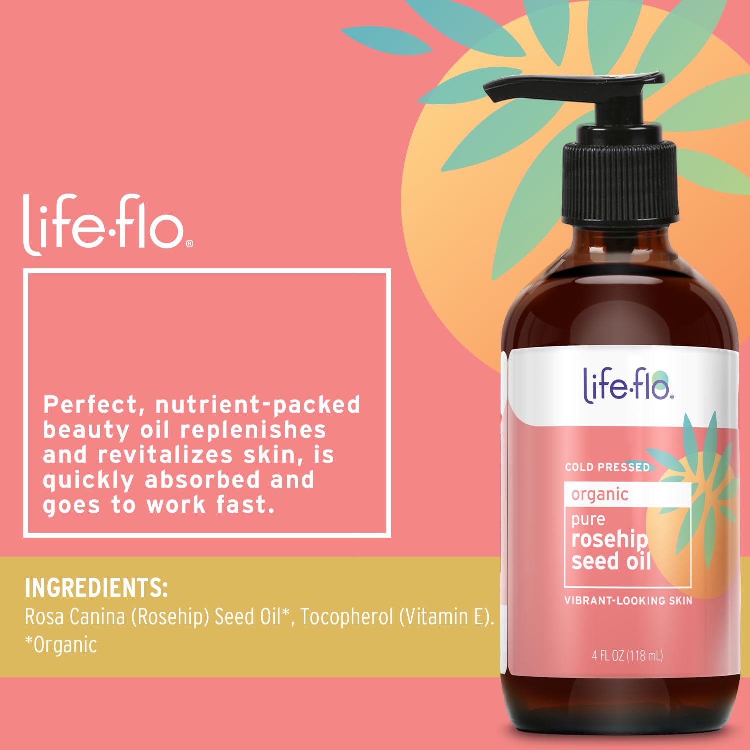 Life-flo Pure Rosehip Oil Organic, Pink, 4 Fluid Ounce