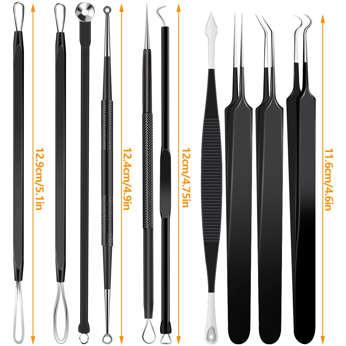 Kit de herramientas de extracción de espinillas, de acero inoxidable, extractor de comedones, para frente, nariz, ligera, con funda de metal para viajes, uso doméstico