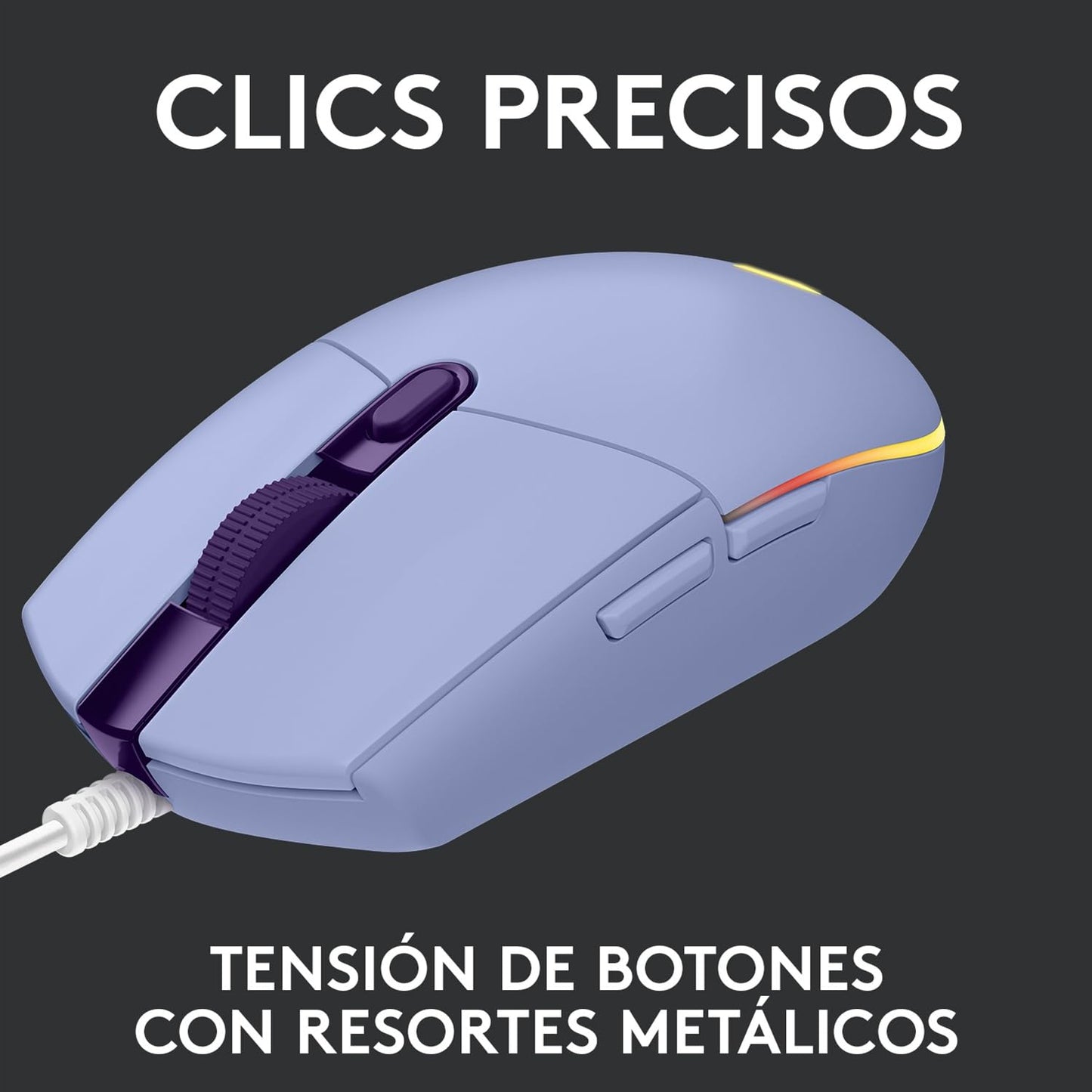 Logitech G203 LIGHTSYNC Mouse Gaming con Iluminación RGB Personalizable, 6 Botones Programables Seguimiento de hasta 8,000 DPI, Ultra-ligero - Lila