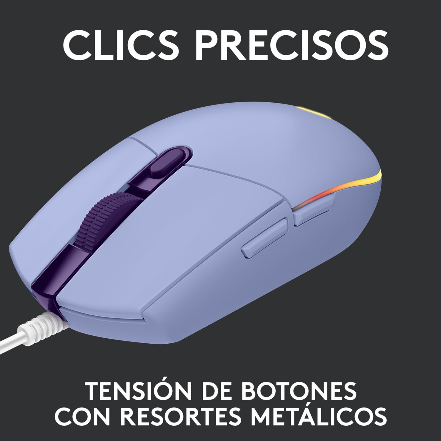 Logitech G203 LIGHTSYNC Mouse Gaming con Iluminación RGB Personalizable, 6 Botones Programables Seguimiento de hasta 8,000 DPI, Ultra-ligero - Lila