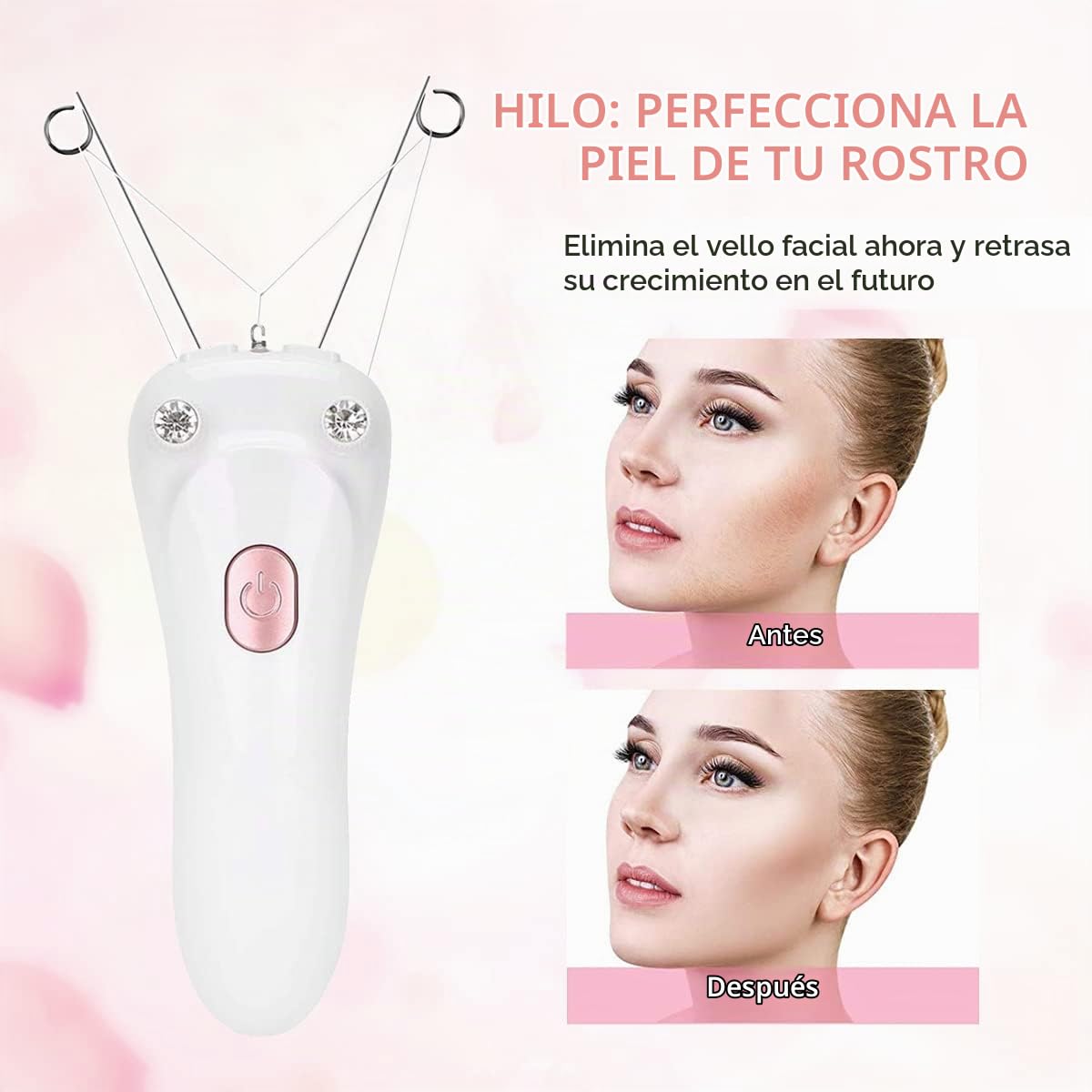 Removedor de vello facial eléctrico, inalámbrico recargable USB para mujer