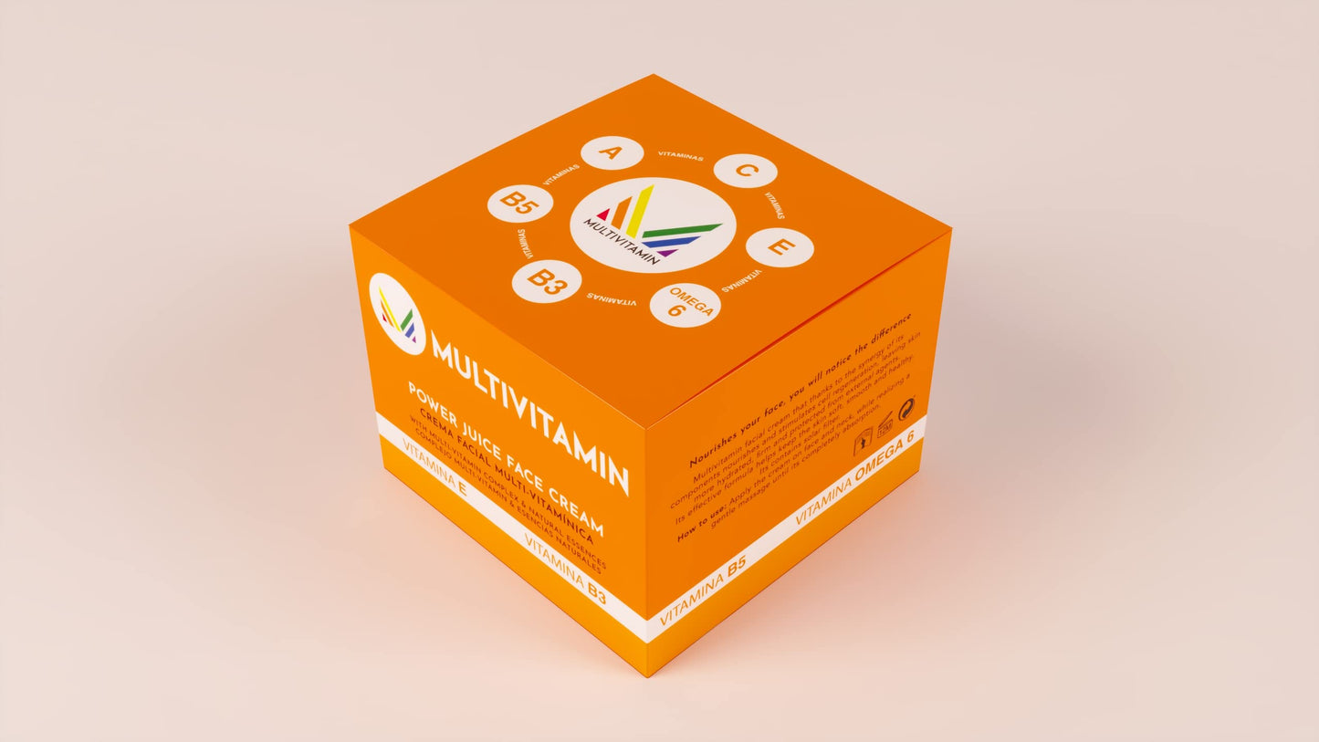 CREMA FACIAL DE DÍA UNISEX CON FUENTE DE VITAMINAS B3, B5, B6, A, C y E, Multivt, antiedad, evita envejecimiento e hidrata