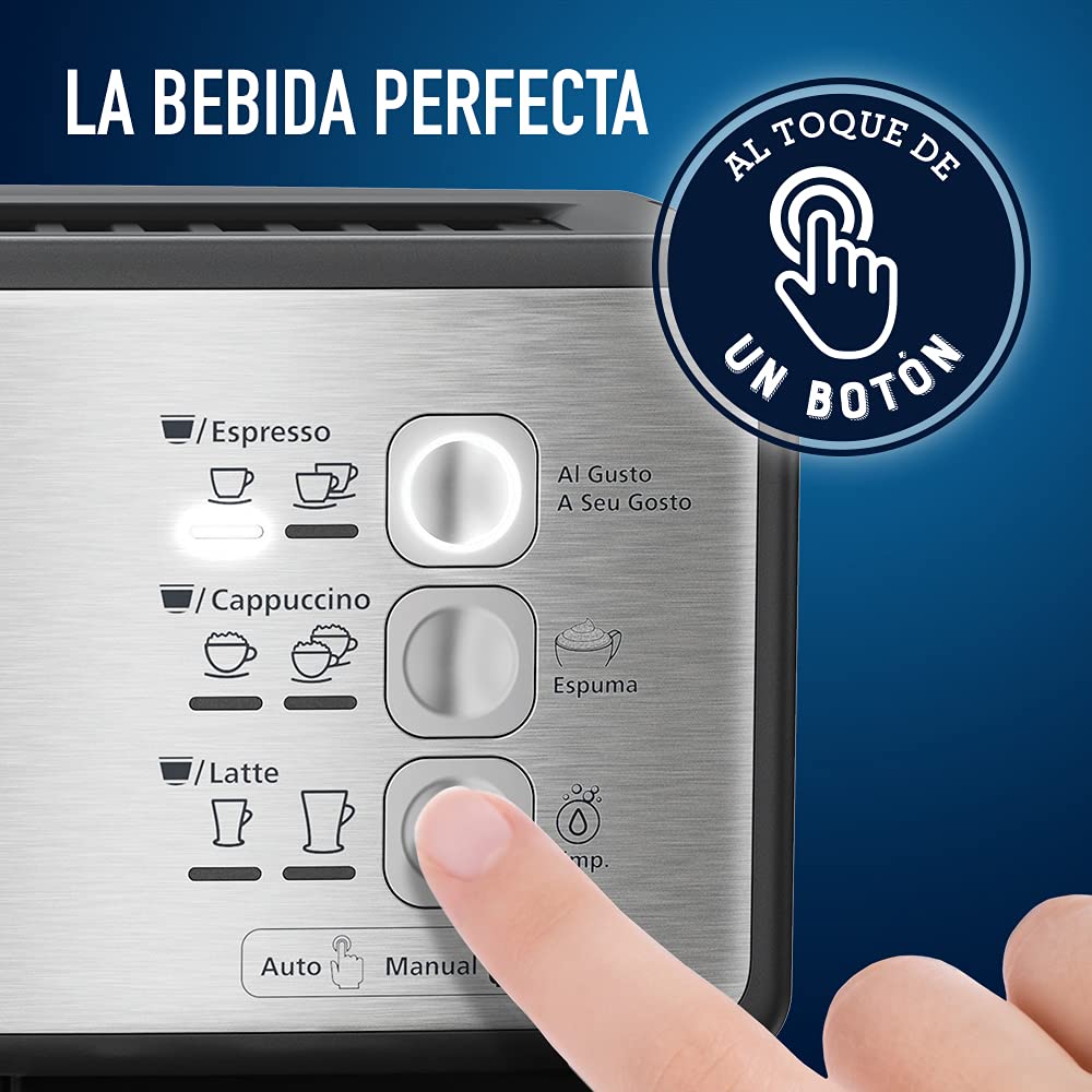 Oster® Cafetera Automática PrimaLatte™, para Espresso, Cappuccino y Latte, Plateada