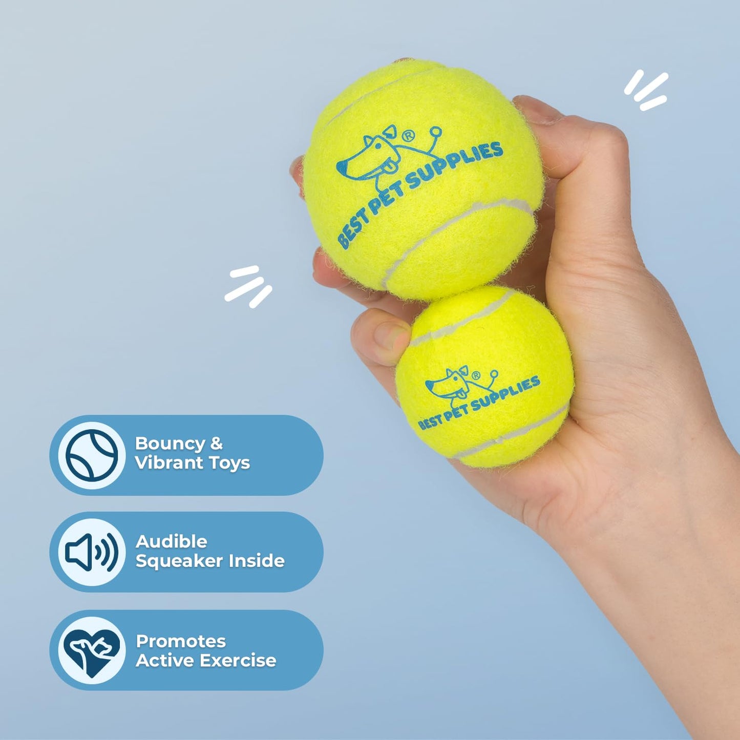 Best Pet Supplies - Juguetes de Tenis chirriantes para Perros, Paquete de 4, Juguetes interactivos de Alta Resistencia para lanzar y Buscar, apoya el Ejercicio y el Entrenamiento de Comportamiento