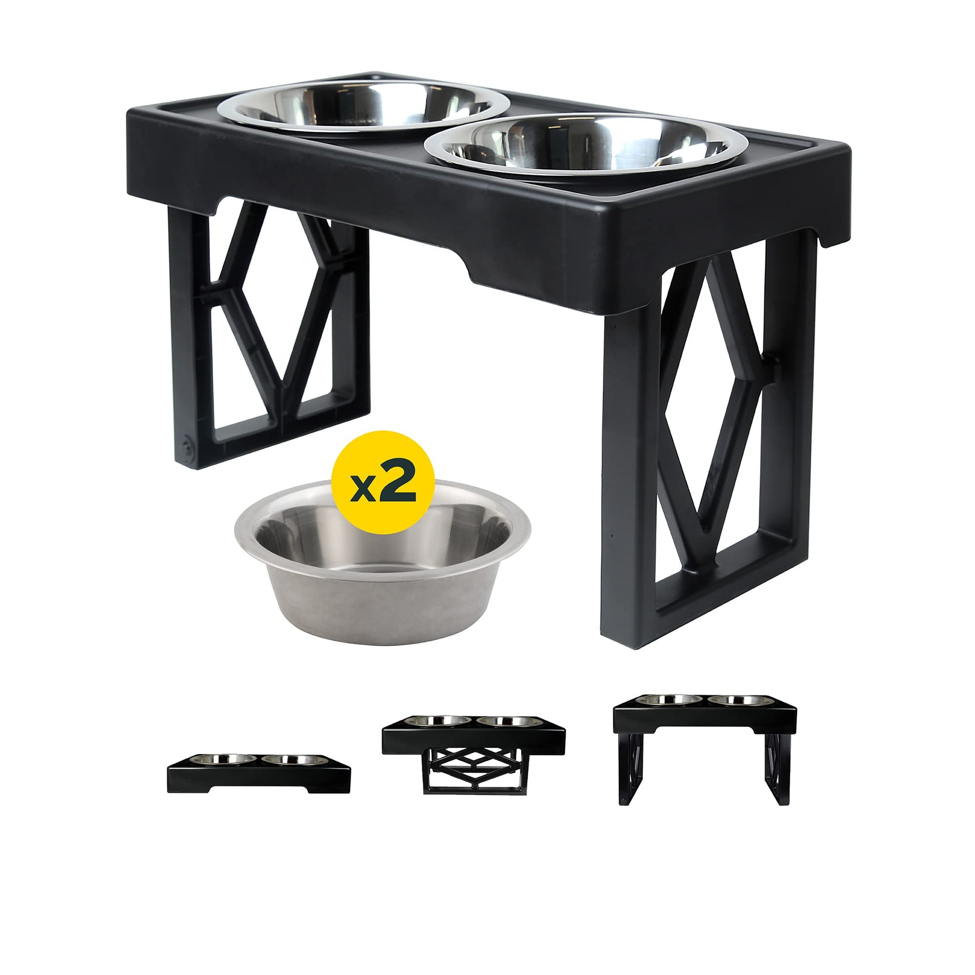 Cuencos Elevados Ajustables Pet Zone Acero Inoxidable para Perros Grandes, Medianos y Pequeños