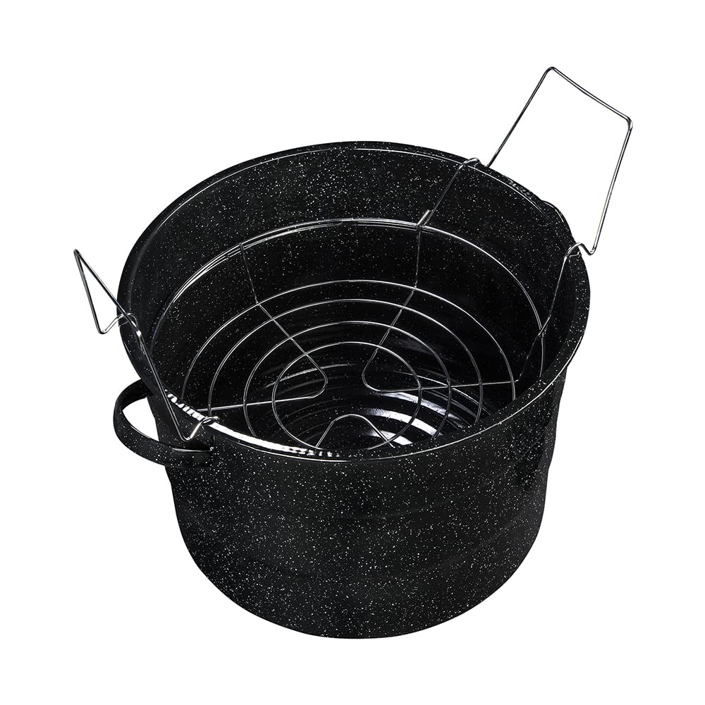 Granite Ware - Bote de baño de agua esmaltado sobre acero de 15.5 cuartos con tapa y estante para tarros, olla multiusos, resistente y fácil de limpiar