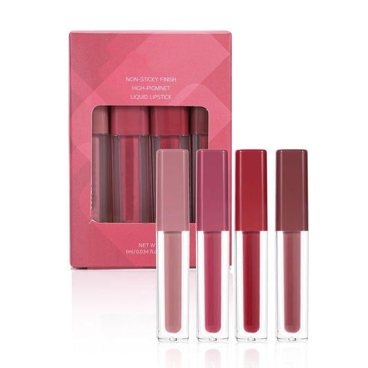 Allphv Set de Labiales Líquidos 4 Piezas- Kit de Maquillaje Diario (B)